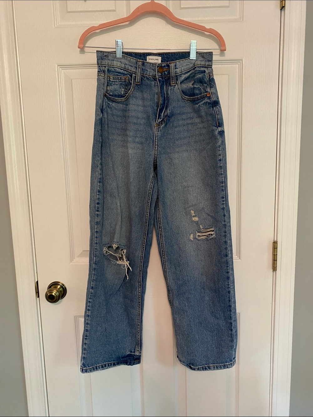 Sneak Peek Straight Leg Distressed Jeans